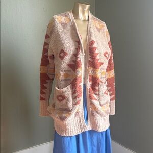 Women's Southwestern Cardigan - Cream and Orange